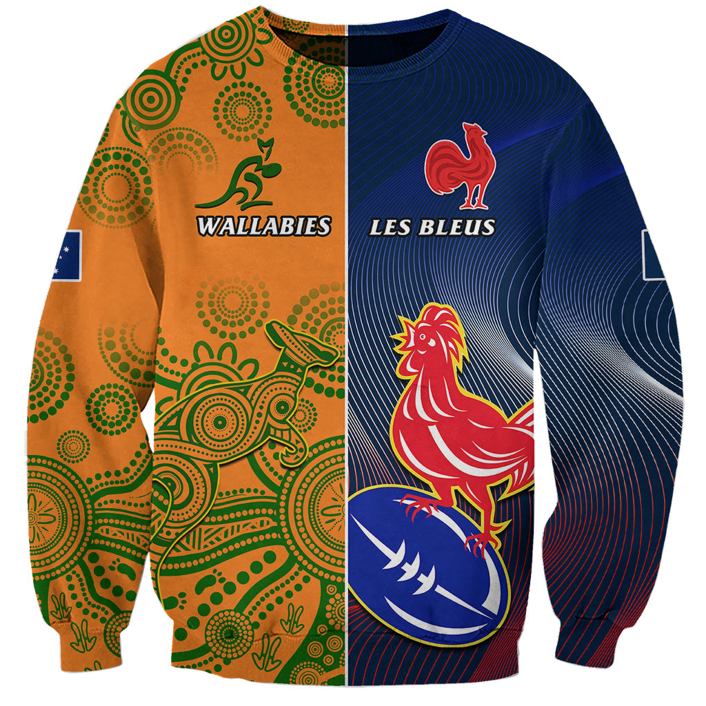 France And Australia Rugby Sweatshirt 2023 World Cup Le Bleus Wallabies Together LT14 Unisex Gold - Polynesian Pride