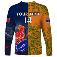 Custom France And Australia Rugby Long Sleeve Shirt 2023 World Cup Le Bleus Wallabies Together LT14 - Polynesian Pride