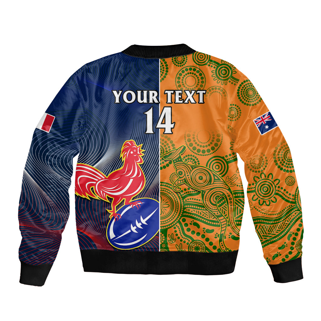 Custom France And Australia Rugby Sleeve Zip Bomber Jacket 2023 World Cup Le Bleus Wallabies Together LT14 - Polynesian Pride