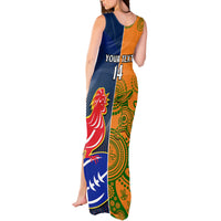 Custom France And Australia Rugby Tank Maxi Dress 2023 World Cup Le Bleus Wallabies Together LT14 - Polynesian Pride