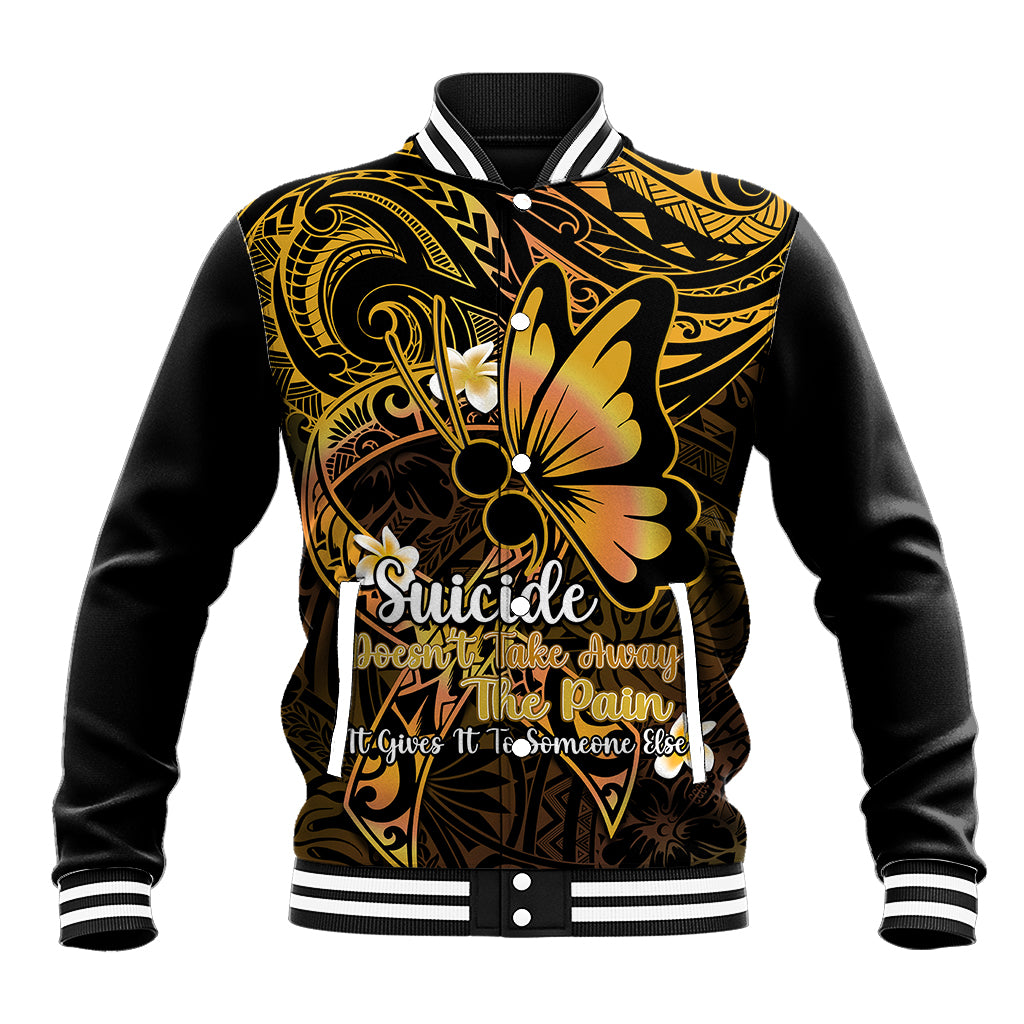 Polynesia Suicide Prevention Awareness Baseball Jacket Your Life Is Worth Living For Polynesian Gold Pattern LT14 Unisex Gold - Polynesian Pride