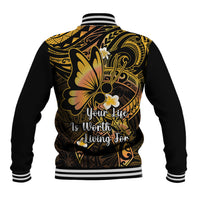 Polynesia Suicide Prevention Awareness Baseball Jacket Your Life Is Worth Living For Polynesian Gold Pattern LT14 - Polynesian Pride