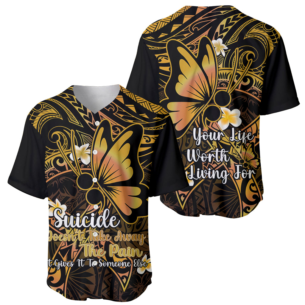Polynesia Suicide Prevention Awareness Baseball Jersey Your Life Is Worth Living For Polynesian Gold Pattern LT14 - Polynesian Pride