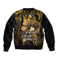 Polynesia Suicide Prevention Awareness Bomber Jacket Your Life Is Worth Living For Polynesian Gold Pattern LT14 - Polynesian Pride