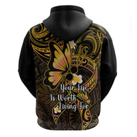 Polynesia Suicide Prevention Awareness Hoodie Your Life Is Worth Living For Polynesian Gold Pattern LT14 - Polynesian Pride