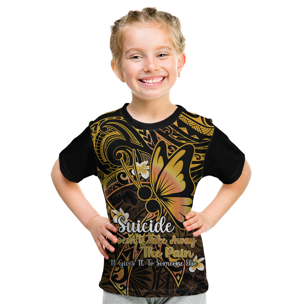Polynesia Suicide Prevention Awareness Kid T Shirt Your Life Is Worth Living For Polynesian Gold Pattern LT14 Gold - Polynesian Pride