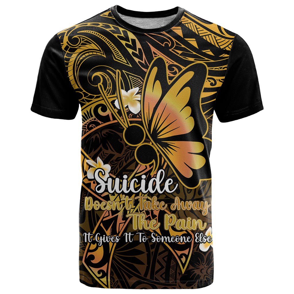 Polynesia Suicide Prevention Awareness T Shirt Your Life Is Worth Living For Polynesian Gold Pattern LT14 Gold - Polynesian Pride