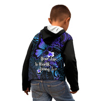 Polynesia Suicide Prevention Awareness Kid Hoodie Your Life Is Worth Living For Polynesian Purple Pattern LT14 - Polynesian Pride