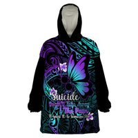 Polynesia Suicide Prevention Awareness Wearable Blanket Hoodie Your Life Is Worth Living For Polynesian Purple Pattern LT14 One Size Purple - Polynesian Pride