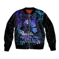 Polynesia Suicide Prevention Awareness Bomber Jacket Your Life Is Worth Living For Polynesian Blue Pattern LT14 Unisex Blue - Polynesian Pride