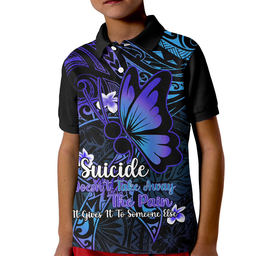 Polynesia Suicide Prevention Awareness Kid Polo Shirt Your Life Is Worth Living For Polynesian Blue Pattern LT14 Kid Blue - Polynesian Pride