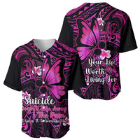 Polynesia Suicide Prevention Awareness Baseball Jersey Your Life Is Worth Living For Polynesian Pink Pattern LT14 - Polynesian Pride