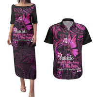Polynesia Suicide Prevention Awareness Couples Matching Puletasi Dress and Hawaiian Shirt Your Life Is Worth Living For Polynesian Pink Pattern LT14 Pink - Polynesian Pride