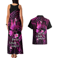 Polynesia Suicide Prevention Awareness Couples Matching Tank Maxi Dress and Hawaiian Shirt Your Life Is Worth Living For Polynesian Pink Pattern LT14 - Polynesian Pride