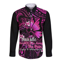 Polynesia Suicide Prevention Awareness Long Sleeve Button Shirt Your Life Is Worth Living For Polynesian Pink Pattern LT14 Unisex Pink - Polynesian Pride