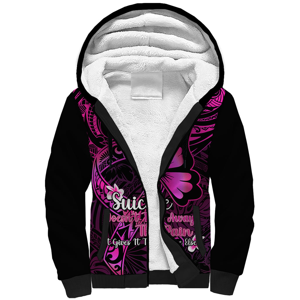 Polynesia Suicide Prevention Awareness Sherpa Hoodie Your Life Is Worth Living For Polynesian Pink Pattern LT14 Unisex Pink - Polynesian Pride