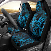 New Zealand Tuatara Car Seat Cover Aotearoa Maori Clematis Flowers - Blue