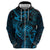 New Zealand Tuatara Hoodie Aotearoa Maori Clematis Flowers - Blue
