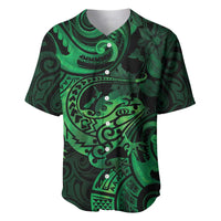 New Zealand Tuatara Baseball Jersey Aotearoa Maori Clematis Flowers - Green LT14 Green - Polynesian Pride