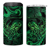 New Zealand Tuatara 4 in 1 Can Cooler Tumbler Aotearoa Maori Clematis Flowers - Green