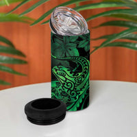 New Zealand Tuatara 4 in 1 Can Cooler Tumbler Aotearoa Maori Clematis Flowers - Green