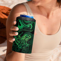 New Zealand Tuatara 4 in 1 Can Cooler Tumbler Aotearoa Maori Clematis Flowers - Green