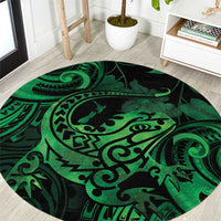 New Zealand Tuatara Round Carpet Aotearoa Maori Clematis Flowers - Green LT14 Green - Polynesian Pride