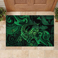 New Zealand Tuatara Rubber Doormat Aotearoa Maori Clematis Flowers - Green LT14 Green - Polynesian Pride