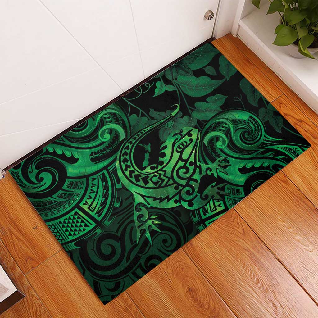 New Zealand Tuatara Rubber Doormat Aotearoa Maori Clematis Flowers - Green LT14 - Polynesian Pride