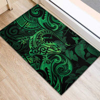New Zealand Tuatara Rubber Doormat Aotearoa Maori Clematis Flowers - Green LT14 - Polynesian Pride