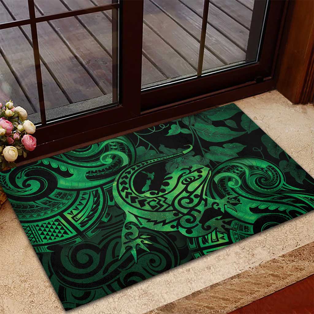 New Zealand Tuatara Rubber Doormat Aotearoa Maori Clematis Flowers - Green LT14 - Polynesian Pride