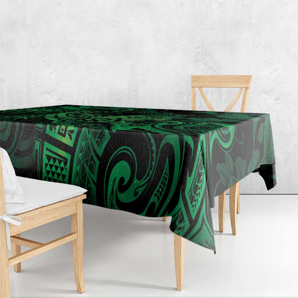 New Zealand Tuatara Tablecloth Aotearoa Maori Clematis Flowers - Green LT14 - Polynesian Pride