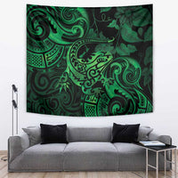 New Zealand Tuatara Tapestry Aotearoa Maori Clematis Flowers - Green LT14 Green - Polynesian Pride