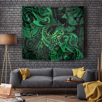 New Zealand Tuatara Tapestry Aotearoa Maori Clematis Flowers - Green LT14 - Polynesian Pride