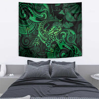 New Zealand Tuatara Tapestry Aotearoa Maori Clematis Flowers - Green LT14 - Polynesian Pride