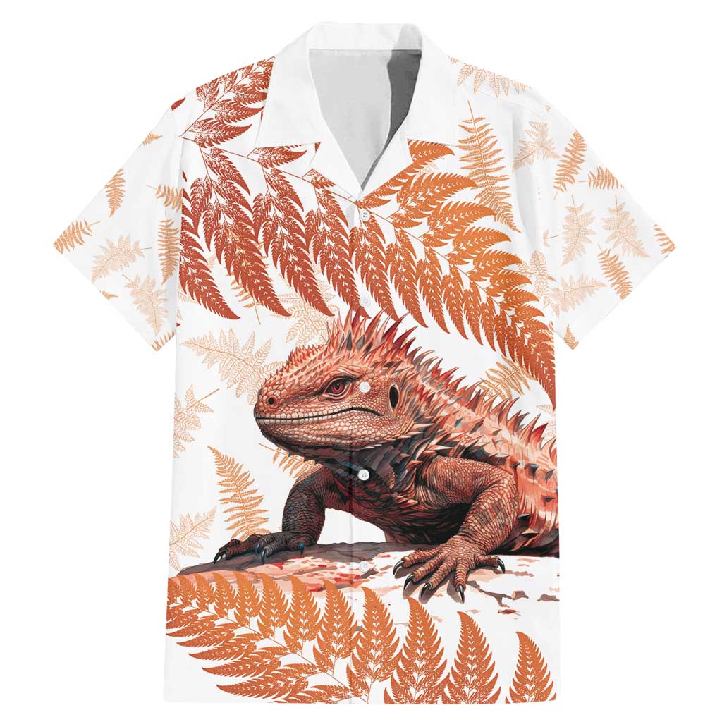 Red New Zealand Tuatara Family Matching Mermaid Dress and Hawaiian Shirt Aotearoa Sphenodon Punctatus Silver Fern