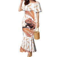 Red New Zealand Tuatara Family Matching Mermaid Dress and Hawaiian Shirt Aotearoa Sphenodon Punctatus Silver Fern