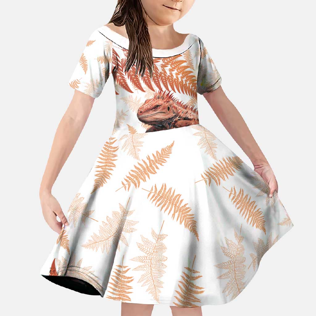 Red New Zealand Tuatara Family Matching Tank Maxi Dress and Hawaiian Shirt Aotearoa Sphenodon Punctatus Silver Fern