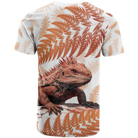 Red New Zealand Tuatara T Shirt Aotearoa Sphenodon Punctatus Silver Fern LT14 - Polynesian Pride