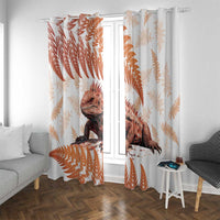 Red New Zealand Tuatara Window Curtain Aotearoa Sphenodon Punctatus Silver Fern