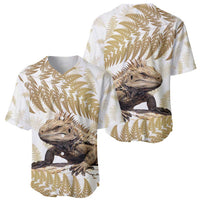 Gold New Zealand Tuatara Baseball Jersey Aotearoa Sphenodon Punctatus Silver Fern