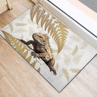 Gold New Zealand Tuatara Rubber Doormat Aotearoa Sphenodon Punctatus Silver Fern LT14 - Polynesian Pride