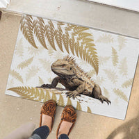 Gold New Zealand Tuatara Rubber Doormat Aotearoa Sphenodon Punctatus Silver Fern LT14 - Polynesian Pride