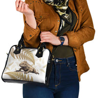 Gold New Zealand Tuatara Shoulder Handbag Aotearoa Sphenodon Punctatus Silver Fern