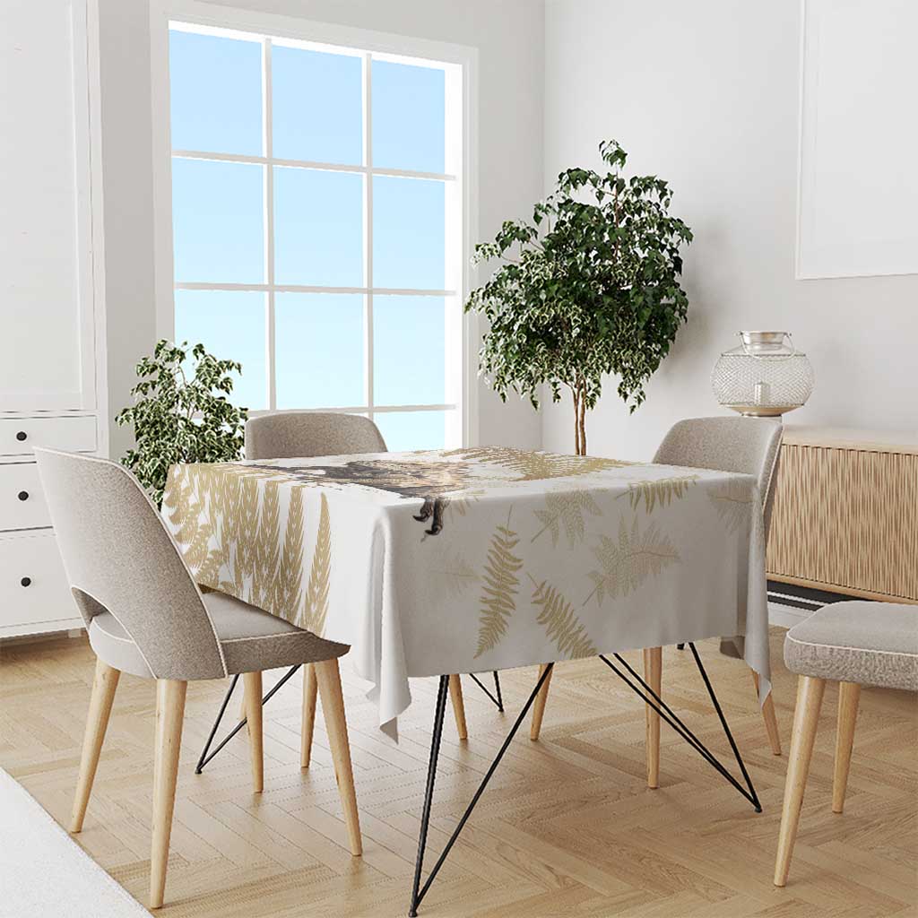 Gold New Zealand Tuatara Tablecloth Aotearoa Sphenodon Punctatus Silver Fern