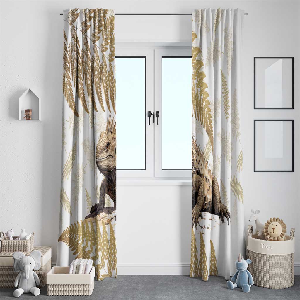 Gold New Zealand Tuatara Window Curtain Aotearoa Sphenodon Punctatus Silver Fern