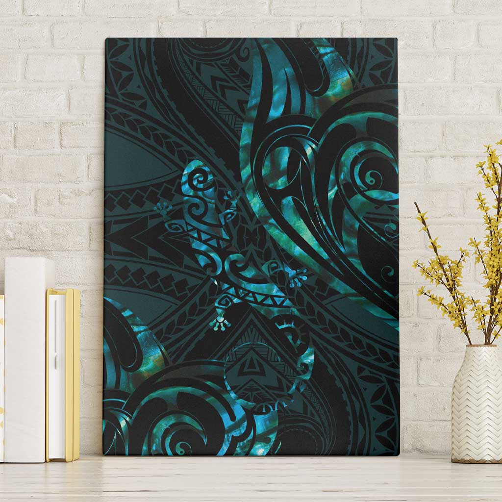 New Zealand Skink Canvas Wall Art Aotearoa Maori Mix Paua Shell