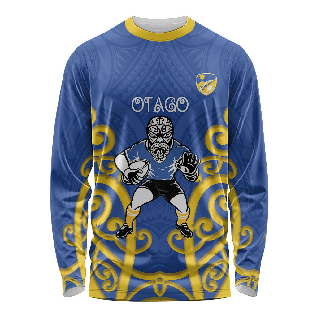 Otago Custom Rugby New Zealand Long Sleeve Shirt Aotearoa Maori Pukana Tiki Mascot