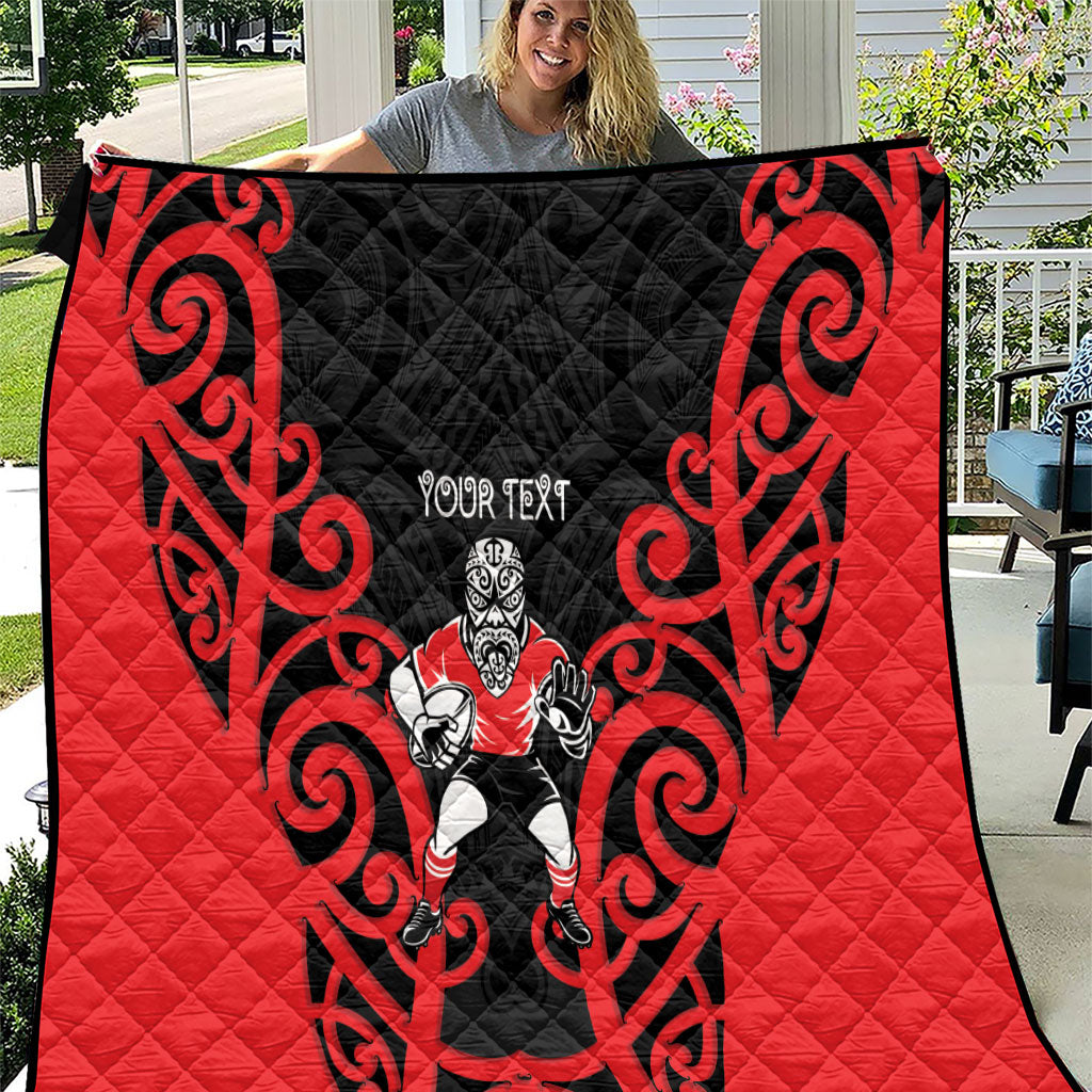 Counties Manukau Custom Rugby New Zealand Quilt Aotearoa Maori Pukana Tiki Mascot