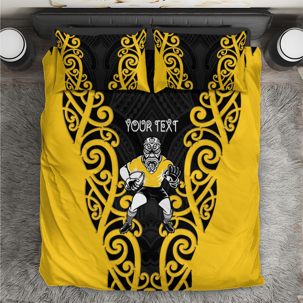 Wellington Custom Rugby New Zealand Bedding Set Aotearoa Maori Pukana Tiki Mascot